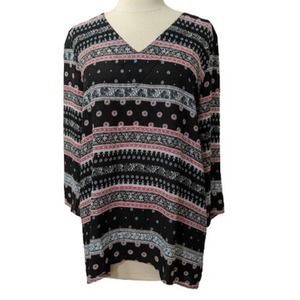 S SMALL New Ann taylor LOFT blouse Tunic Top floral flower multi red blue black